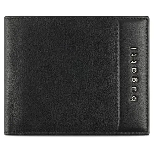 bugatti Unisex Nome Geldbörse - Schwarz, handgefertigt mit RFID-Blockierung für optimalen Datenschutz und elegante Geschenkbox