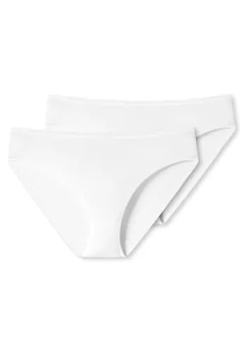 Schiesser Damen Slip Tai 2er Pack Doppelpack 95/5-175995, Größe Damen:38, Farbe:Weiss