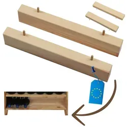 MODO24 Regalfüße, Weinregal Zubehör, Standfüße 2er Set, Regalerhöhung, Sockel, Weinschrank, Kellerregal, Massivholz, 5x3x30 cm, Natur, RW61 - Naturbelassen