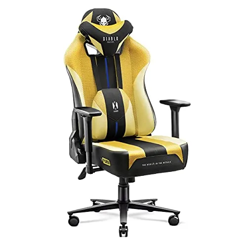 Diablo X-Player 2.0 Gaming Stuhl - Ergonomischer Bürostuhl mit 3D Armlehnen - Gaming-Stuhl für maximale Unterstützung und Komfort, ideal für größere Personen (175-205 cm), belastbar bis 160 kg. Atmungsaktives Material und vollständige Anpassungsmöglichkeiten für unübertroffenen Spielspaß.