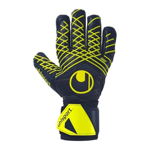 uhlsport Fußball Torwarthandschuhe Prediction Supersoft HN, Marine/weiß/Fluo gelb, 4.5 - Torwarthandschuhe mit exklusivem SUPERSOFT-Latex für verbesserten Grip und optimalen Komfort. Ideal für Torhüter, die Flexibilität und Kontrolle suchen.