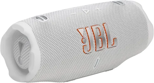 JBL Charge 6 weiß - Bluetooth Lautsprecher - Mobiler Lautsprecher mit 28 Stunden Akkulaufzeit und schneller USB-C Ladezeit von nur 3 Stunden, ideal für unterwegs.