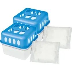 2x Luftentfeuchter inkl. 4x400g Granulat Nachfüllpack Raumentfeuchter, Feuchtigkeitsabsorber - Weiß/Blau