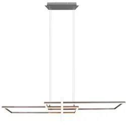 Trio LED-Pendelleuchte Nickel matt geometrisch - Lampen & Leuchten - LED-Deckenleuchten, elegantes Design in silber, ideal für moderne Wohnräume mit hoher Lichtausbeute.