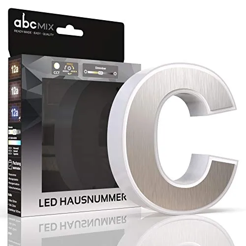 LED Hausnummer C mit Edelstahl-Cover