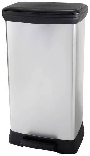 Curver Deco Bin Metallic's Duo 46 l - Haushaltszubehör mit eleganter Edelstahloptik, Soft-Close Mechanismus und zwei herausnehmbaren Inneneimern für optimale Mülltrennung.