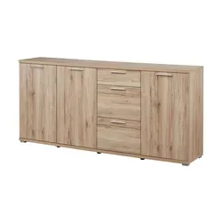 uno Sideboard Boult – Holzfarben, 192 cm breit - Kommode in Holzfarben mit attraktivem Holzdekor, verstellbaren Einlegeböden und großzügigem Stauraum durch 1 kleine und 2 große Schubladen. Ideal für ein charmantes Wohnambiente.