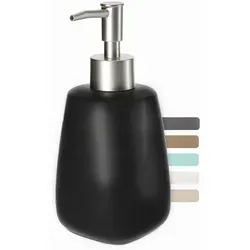 Kadax Seifenspender, Schwarz, Keramik, 8x17.5x8 cm, Badaccessoires, Waschplatzzubehör, Seifenspender