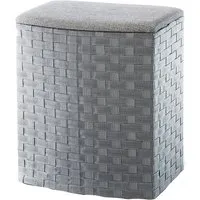 Kobolo Wäschekorb Wäschebehälter Halbrund Grau Nylon Gepolsterter Deckel