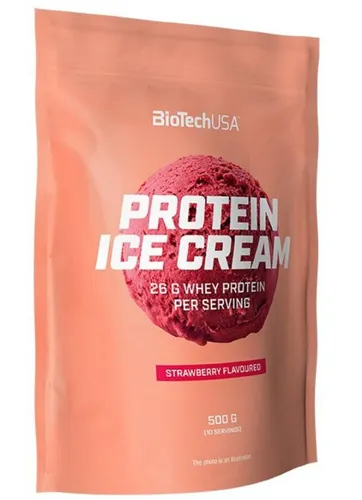 BioTech USA Protein Ice Cream, 500 g Beutel, Erdbeere