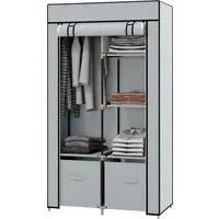 HOMCOM Stoffschrank Kleiderschrank mit 5 Fächern - Hellgrau, 83 x 42,5 x 162,5 cm - Stoffschrank mit 5 Fächern, ideal für platzsparende Aufbewahrung. Robuste Konstruktion aus Stahl und Vliesstoff, perfekt für den Einsatz in Schlafzimmer oder Flur.