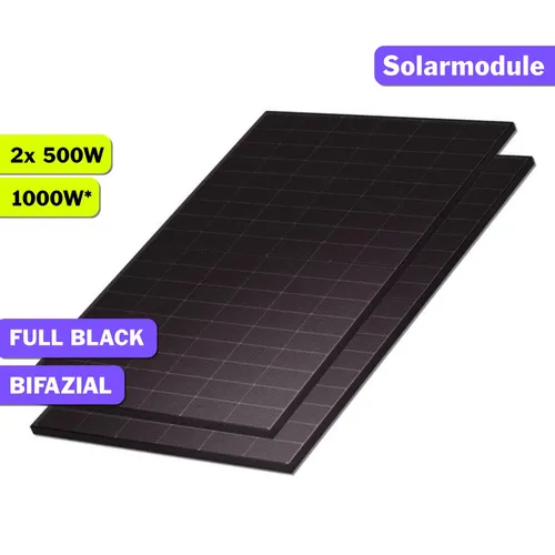 2x 500Wp Bifazial Glas-Glas SunPro Photovoltaik Solarpanel Full Black PV Modul