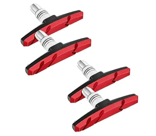 Stück Fahrrad Bremsen Set für Shimano | 2 Paar Bremsschuhe ROT für das Fahrrad | V-Bremse 70mm V-Brake symmetrisch | Bremsbeläge | Bremsgummis | Bremsschuhsatz | V-Bremsklötze | MTB Bremsbacken 4
