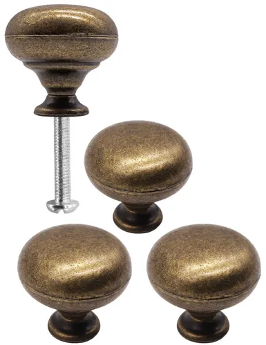 FUXXER® Antike Möbel-Griffe Schubladen-Knöpfe Landhaus 30x30 mm bronze, 4er Set