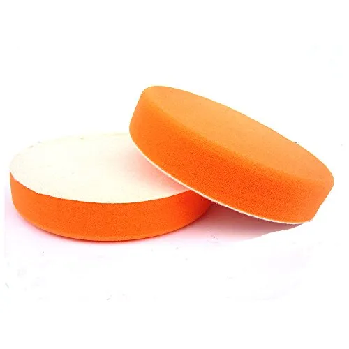 Polierschwämme Polierpads Polierzubehör 180 mm oder 150 mm Gewaffelt oder Glatt - Kletthaftend & In Verschiedenen Härtegraden Für Die Poliermaschine 2er-Set Orange (Medium, 150mm glatt)
