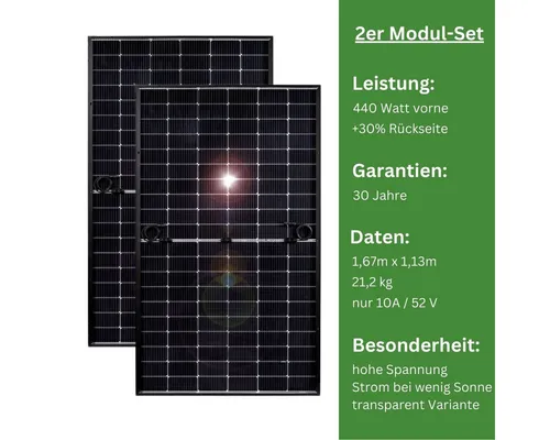 MyVoltaics Balkonkraftwerk 2x 440+ Watt Premium Hochleistungsmodul