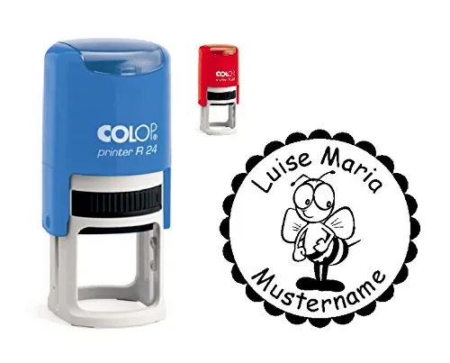 Stempel Kinderstempel LUSTIGE BIENE - mit Motiv und persönlichem Namen - für Kinder
