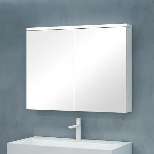 doporro Spiegelschrank Wandspiegel mit LED-Beleuchtung BxTxH 90x15x70 cm Hängeschrank für Badezimmer Matt Weiß Spiegelschrank03