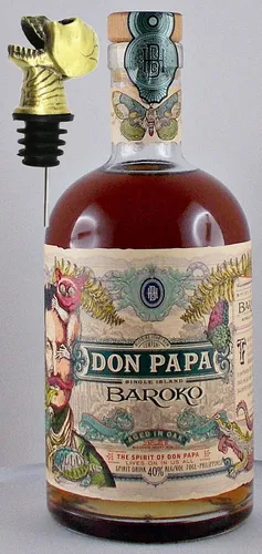 Don Papa Baroko Rum Rhum  + Ausgießer Totenkopf Schädel Zinklegierung