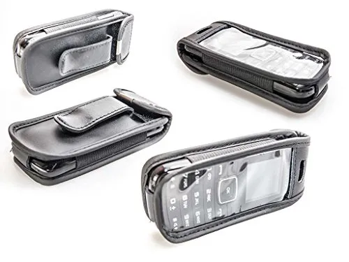 caseroxx Ledertasche mit Gürtelclip für Samsung GT E-1050 in schwarz – robuste Handy-Tasche mit Sichtfenster & Gürtelclip aus Echtleder, ideal für Beruf, Freizeit, Outdoor & sicheren Transport