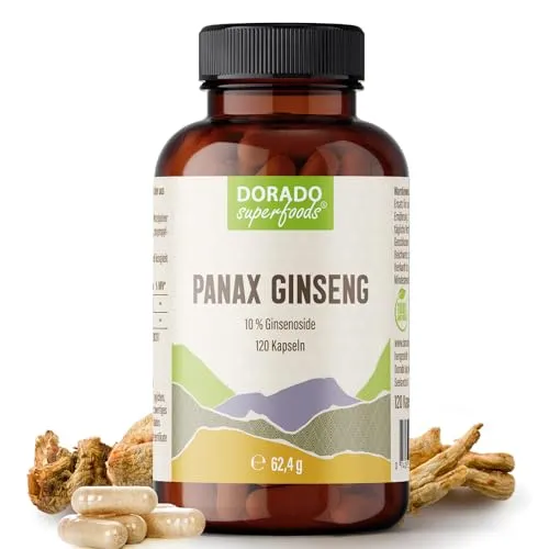 Koreanischer Panax Ginseng Kapseln – 1.680 mg Extrakt täglich (entspricht 16.800 mg Rohwurzel) – 120 Stück (1-Monatsvorrat) – vegan – verkapselt in Deutschland | Dorado Superfoods®