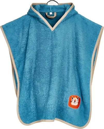 Playshoes Kinder Frottee-Poncho, Größe L - Bademäntel für Jungen: Kuscheliger Poncho aus 100 % Baumwolle, saugstark und mit Kapuze, ideal für nach dem Baden – sorgt für Wärme und Bewegungsfreiheit.