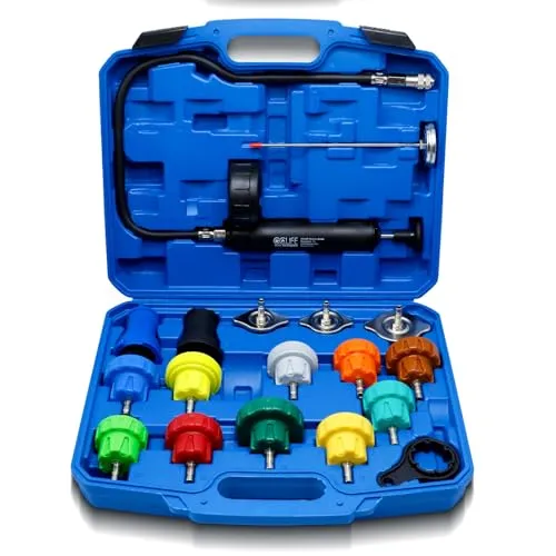 CCLIFE Kühlsystem Abdrückgerät 18tlg Abdrücken Tester Kühlwasser Befüllgerät Kühler Entlüftungsgerät Kühlsystemtester Wassertank Lecksucher