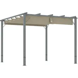 Outsunny 3x3m Pergola mit verstellbarem Dach - Robuste Gartenpavillon aus Aluminium mit UV-Schutz 30+, ideal für flexible Beschattung auf Terrasse und im Garten. Mit Bodenankern für sicheren Stand.