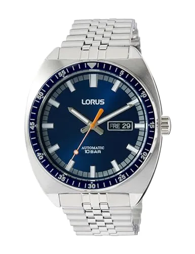 Lorus Automatische Uhr RL441BX9, Blau - Edles Design - Armbanduhren für Herren mit robustem Edelstahlgehäuse, wasserdicht bis 10 BAR und komfortablem Metallband für stilvolles Tragen im Alltag.
