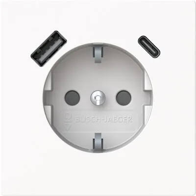 Busch-Jaeger 20 EUCB2USBAC-44M SCHUKO®-USB-A+C Steckdose - Steckdose mit 1x USB-A und 1x USB-C, ideal zum schnellen Laden mobiler Geräte. Erhöhter Berührungsschutz und elektronischer Kurzschlussschutz sorgen für Sicherheit.