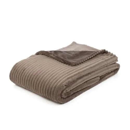 Mikrofaserdecke in Cord-Optik, 150 x 200 cm, Taupe