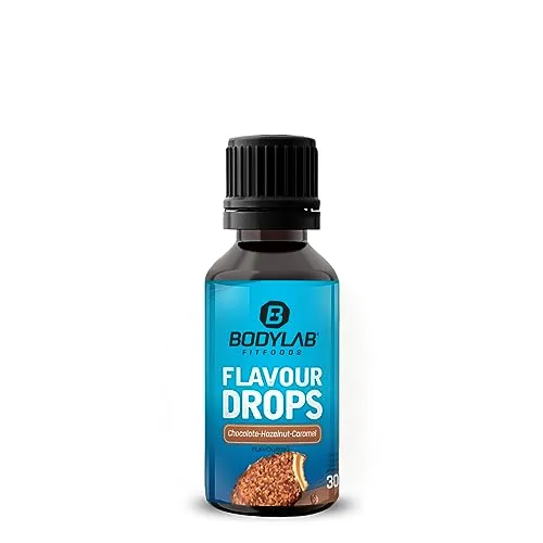 Bodylab24 Flavour Drops 30ml Schokolade-Haselnuss-Karamell, Kalorienfreie, Zuckerfreie & Fettfreie Aroma-Tropfen, Flavdrops zum Süßen von Lebensmitteln, Geschmackstropfen ohne Künstliche Farbstoffe
