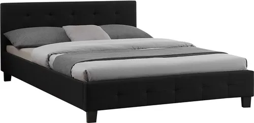 CARO-Möbel Polsterbett IOWA 140x200 cm - Stylisches Polsterbett in Schwarz mit inkludiertem Roll-Lattenrost, ideal für jeden Schlafbereich und garantiert hohen Komfort.