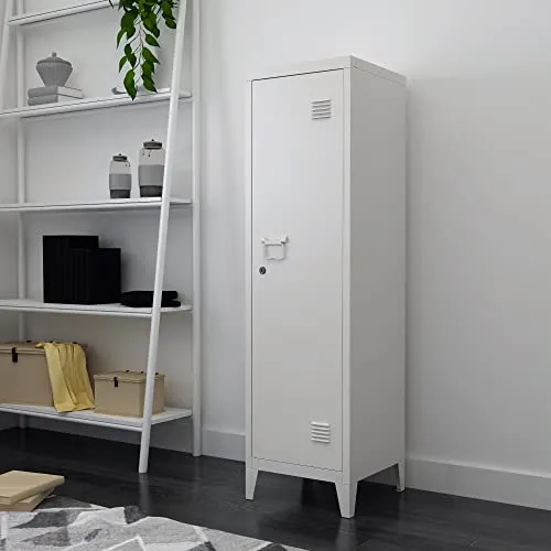 [en.casa] Einzelspind Kurikka Metallspind mit 2 Ablagen - Aufbewahrungsschränke mit abschließbarem Design für Sicherheit und optimale Luftzirkulation, ideal für Werkstätten und öffentliche Einrichtungen.
