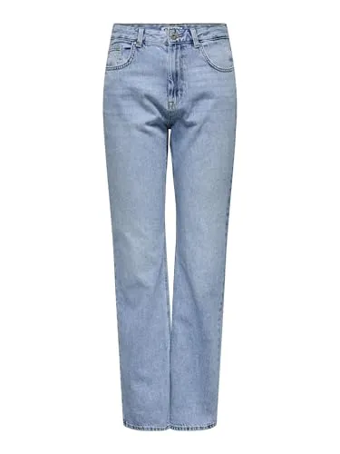 Gerade Jeans ONLBLUSH MID STRAIGHT DNM TAI467 NOOS, Gr. XL - Light Blue Denim - Damen-Jeans von ONLY mit gerader Beinform und klassischer Leibhöhe, ideal für vielseitige Looks. Pflegeleicht und beständig für langanhaltenden Tragekomfort.