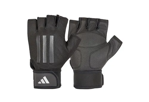 adidas Elite Trainingshandschuhe für Unisex-Adult, Grau, M - Fitnesshandschuhe mit doppeltem Wrist Wrap für perfekten Halt, ergonomischem Palm-Padding für optimalen Schutz und integrierter Belüftung für maximalen Komfort.