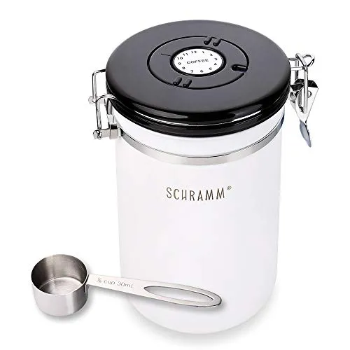 Schramm® Kaffeedose 1800 ml in 10 Farben mit Dosierlöffel Höhe: 19cm Kaffeedosen Kaffeebehälter aus Edelstahl, Farbe:weiß matt