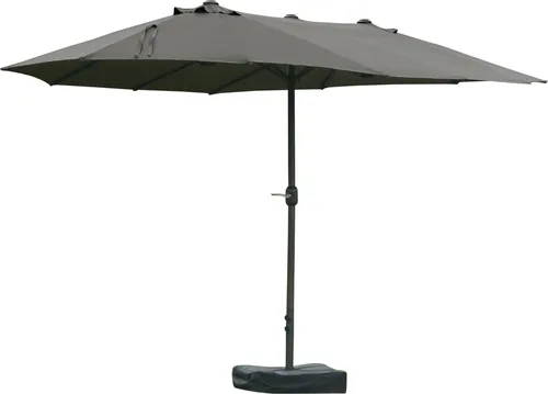 Outsunny Doppelsonnenschirm mit Handkurbel - Sonnenschirm für Garten und Terrasse, bietet durch die große Fläche optimalen Sonnenschutz und lässt sich mühelos mit der Handkurbel öffnen. Inklusive stabilen Kreuzfuß und Gewicht.