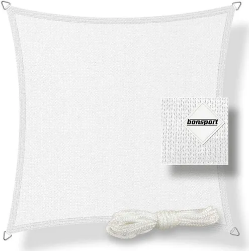 bonsport Sonnensegel Quadrat 5x5m Weiß, HDPE in weiß von bonsport