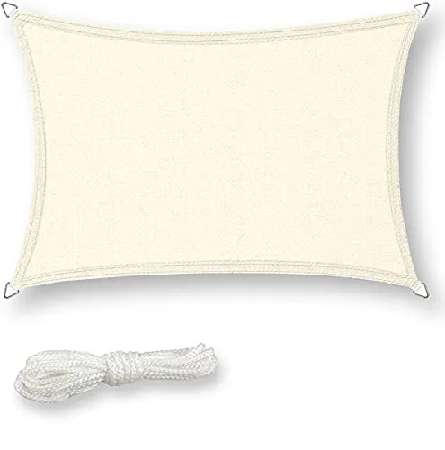 Rechteckiges Sonnensegel 2x4m mit Befestigungsseilen - Sonnenschutz für Garten, Terrasse und Balkon - atmungsaktiv und UV-beständig, schützt bis zu 90% vor schädlicher UV-Strahlung und verhindert Hitzestau.