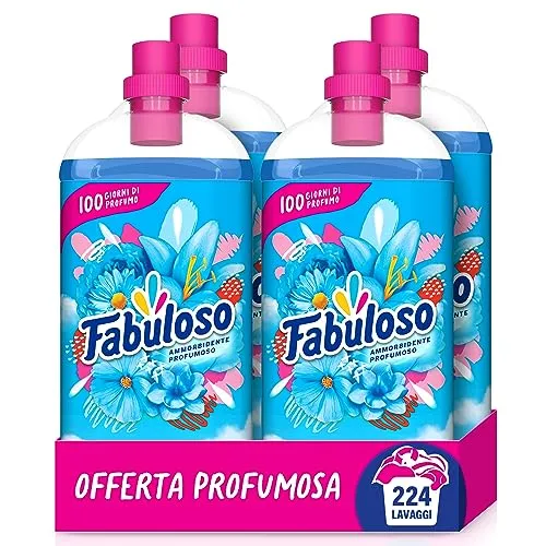 Fabuloso Weichspüler-Konzentrat, 4 x 1,25 l, bewegungsaktivierter Duft, hält Wochen, macht Bügeln leicht, 224 Waschgänge