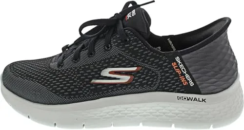 Skechers Slip-Ins: GO WALK Flex - New World 216505-BKOR Herren Sneaker, Schwarz - Sneaker mit Hands Free Slip-ins® Technologie für müheloses Anziehen. Atmungsaktives Mesh-Obermaterial und Air-Cooled Memory Foam Innensohle bieten höchsten Tragekomfort.