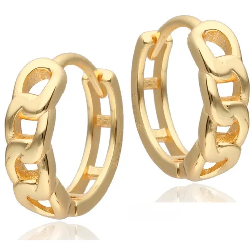 Gold Creolen geflochten 925 18k Gelbgold vergoldet für Damen und Herren - Elegante geflochtene Creolen aus 925 Sterlingsilber mit 18k Gelbgold Vergoldung. Nickelfrei, perfekt für jeden Anlass und bequem zu tragen. Durchmesser: 13 mm.