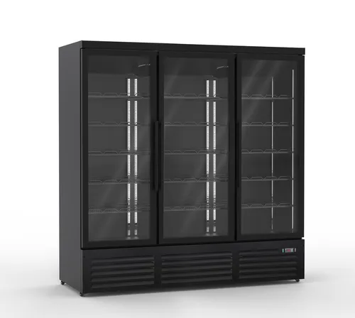 Gastro Getränkekühlschrank mit 3 Glastüren | 1900 Liter | Schwarz