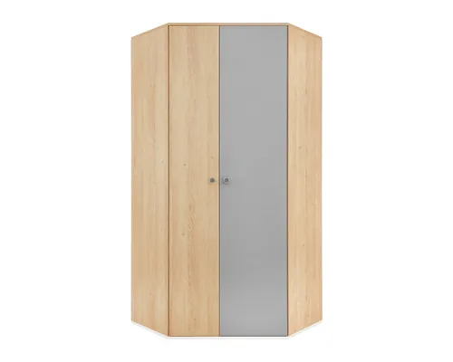 Deine Möbel 24 Eckschrank POKO 02 90/190/90 cm in Biskuiteiche/Weiß Lux/Grau - Stilvoller Eckschrank POKO für das Jugendzimmer – modernes Design, hohe Funktionalität und viel Stauraum für Kleidung und Accessoires. Ideal für individuelle Raumgestaltungen.