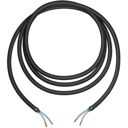 ledscom.de Textilkabel, 3 m, schwarz , 2 x 0,75 mm2, H03VV-F Textilummantelung