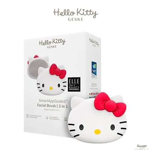 GESKE x Hello Kitty | SmartAppGuided™ Facial Brush | 3 in 1 | Gesichtsreinigungsbürste | Reinigungsbürste | Gesichtsbürste aus Silikon | Hautreinigung | Skincare | sanfte Reinigung | Gesichtsreiniger