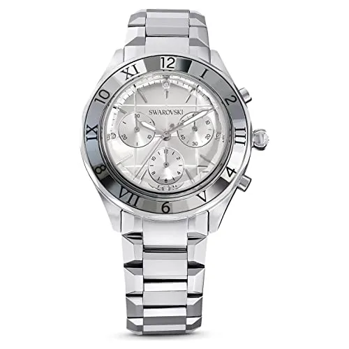 Swarovski 39mm Armbanduhr Swiss Made - Elegante Damenarmbanduhr mit 39mm Gehäuse, silberfarbenem Edelstahlarmband und funkelnden Kristallen. Ideal für stilbewusste Frauen.