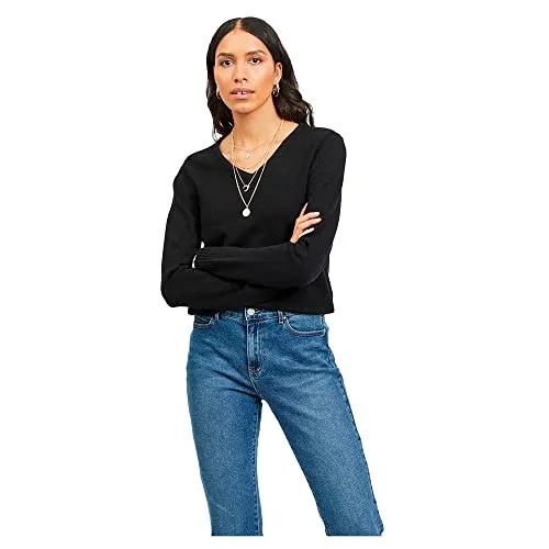 Vila Clothes Damen Pullover VIRIL L/S V - Neck Knit TOP - NOOS 14042769 - Pullover für Damen, einfarbiger Strickpullover mit V-Ausschnitt und angenehmem Tragekomfort, ideal für stilvolle Looks.