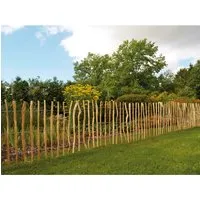 Kiehn-Holz Staketenzaun 500x90 cm - Staketenzaun aus PVC in natürlicher Haselnuss-Optik, ideal für Garten- und Landschaftsgestaltung, langlebig und pflegeleicht.